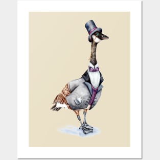 Victorian Goose in Tophat Posters and Art